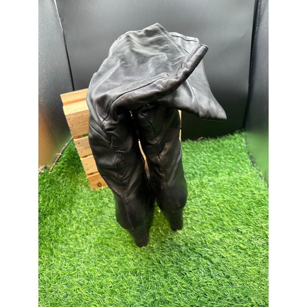 Tahari-Black-Leather-Tall- Heeled Boots-Size 9.5W - Picture 3 of 10